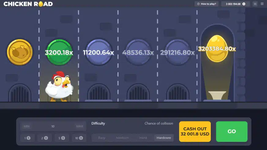 Επίδειξη έκδοση του παιχνιδιού Chicken Road.